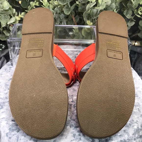 🧡NY&C Bright Orange🧡 Dressy & Decorative Thong Sandals Women’s 10M☀️Like NEW☀️ - Picture 10 of 11